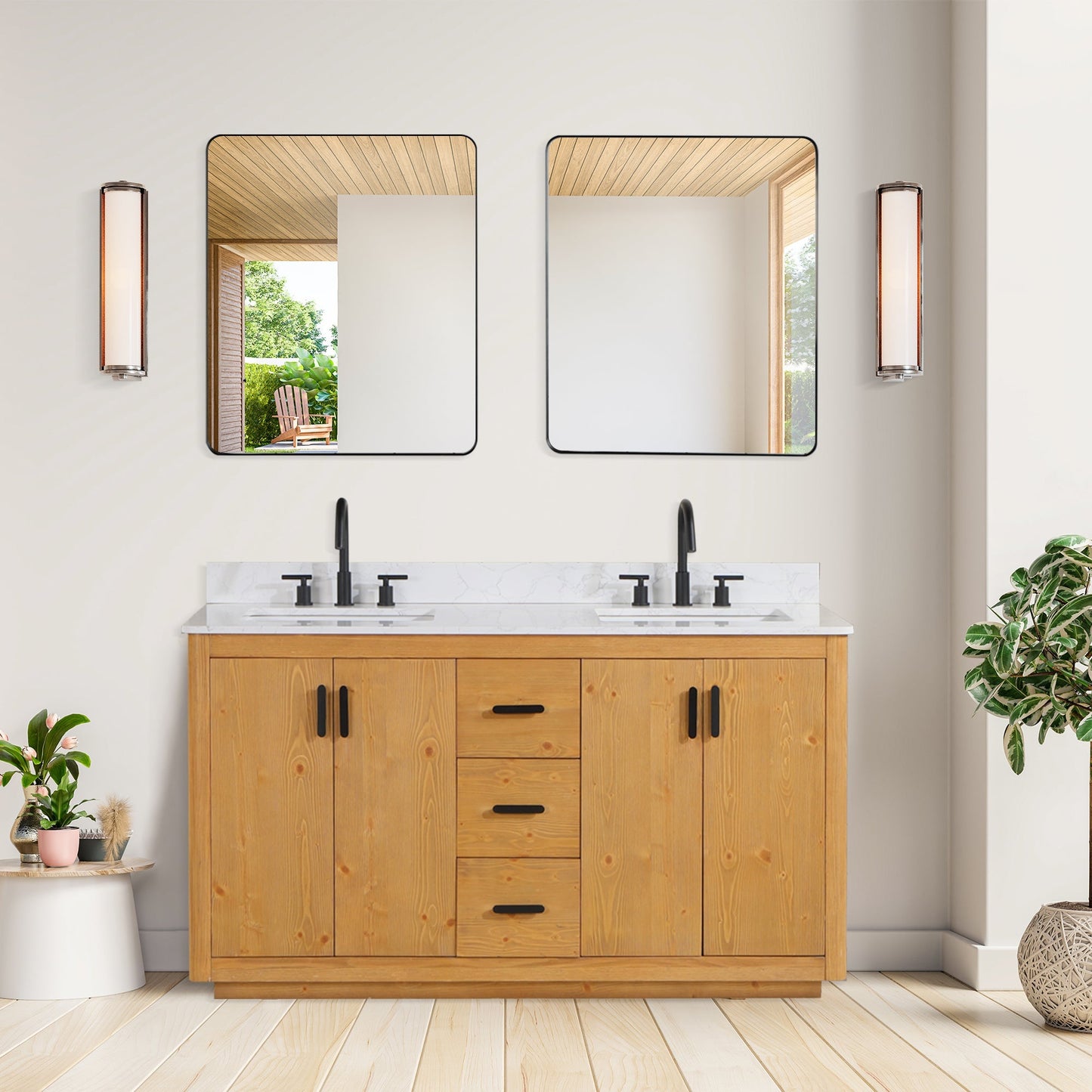 Altair Designs 60" double vanity with top - 556060-NW-GW
