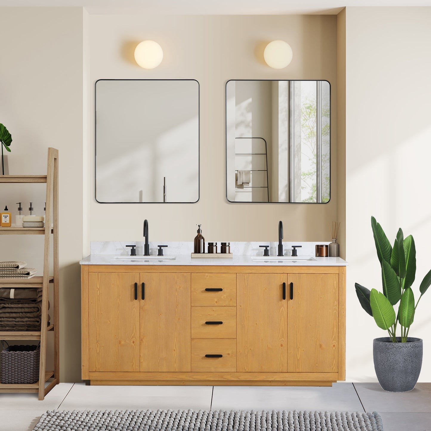 Altair Designs 72" double vanity with top - 556072-NW-GW