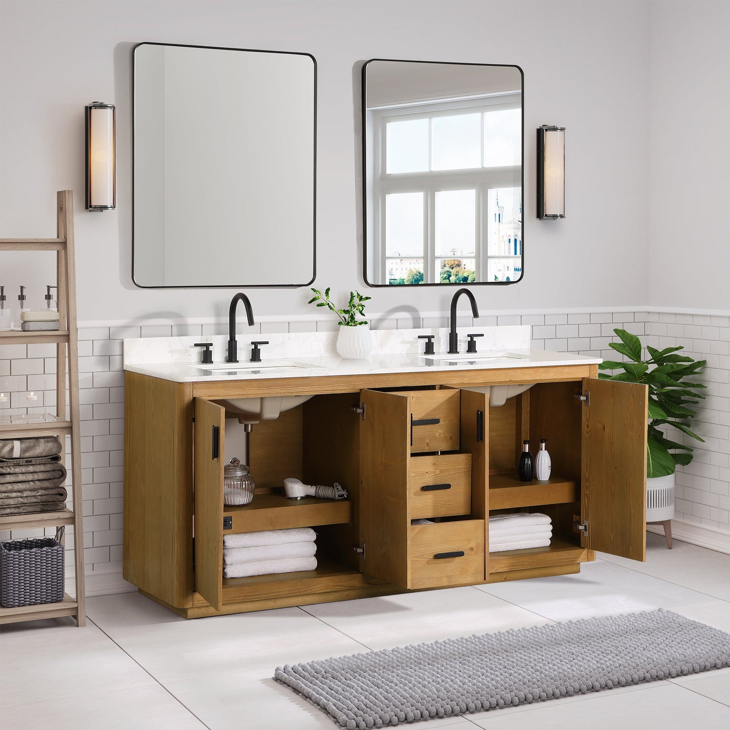 Altair Designs 72" double vanity with top - 556072-NW-GW