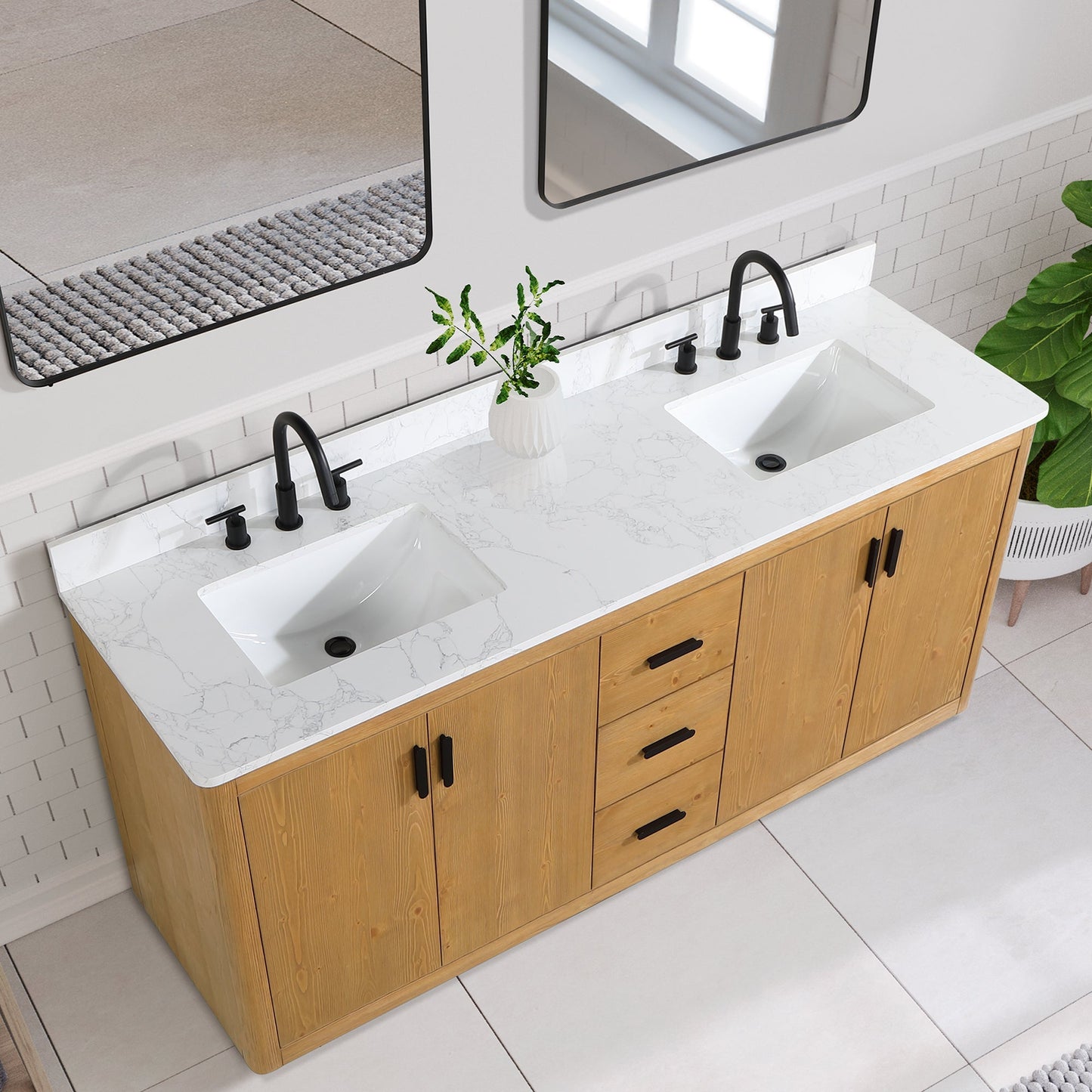 Altair Designs 72" double vanity with top - 556072-NW-GW