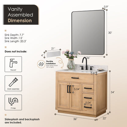 Altair Designs Gavino 36" single vanity with top - 557036-LB-GW-NM Price