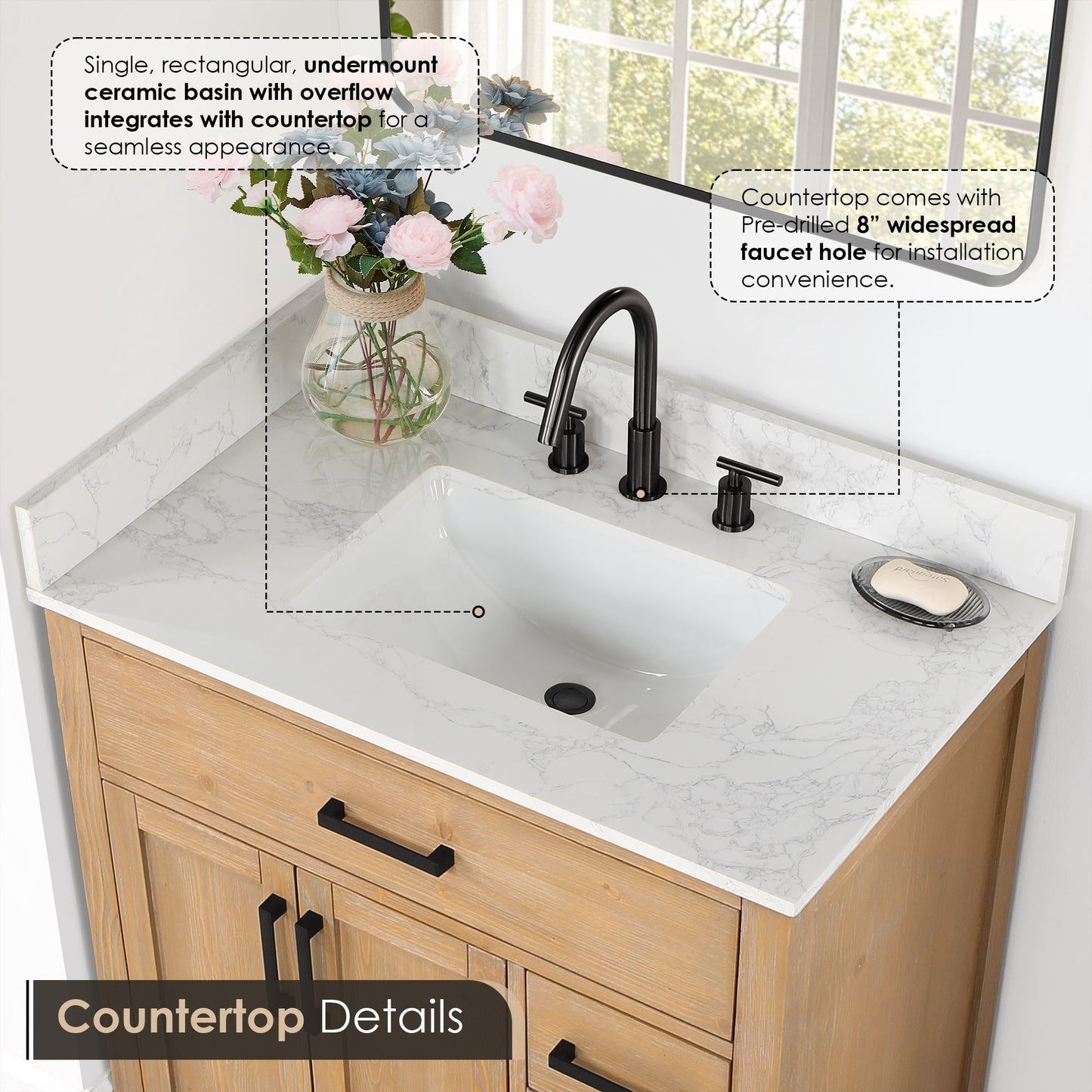 Altair Designs Gavino 36" single vanity with top - 557036-LB-GW-NM Price