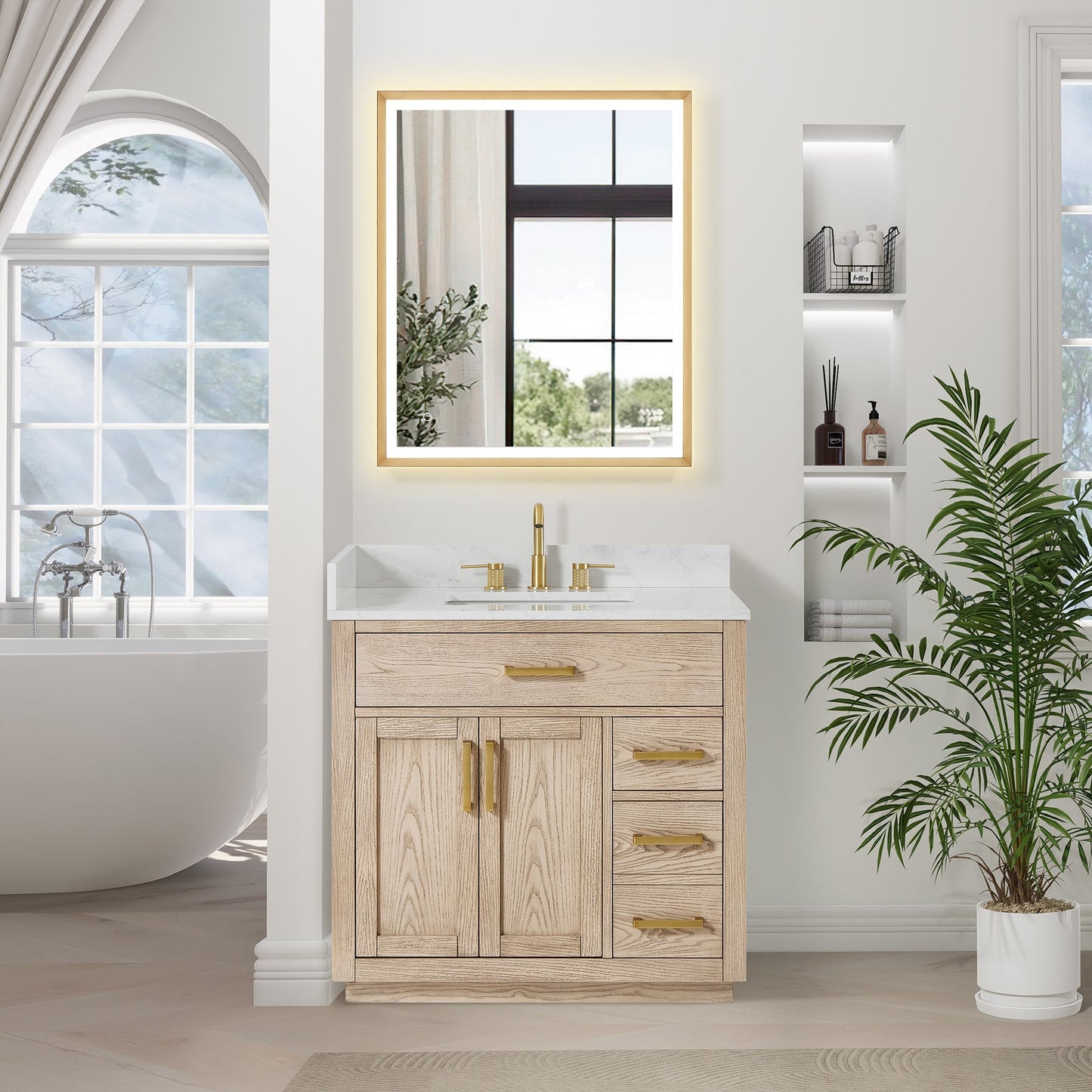 Altair Designs Gavino 36" single vanity with top - 557036-NA-GW-NM