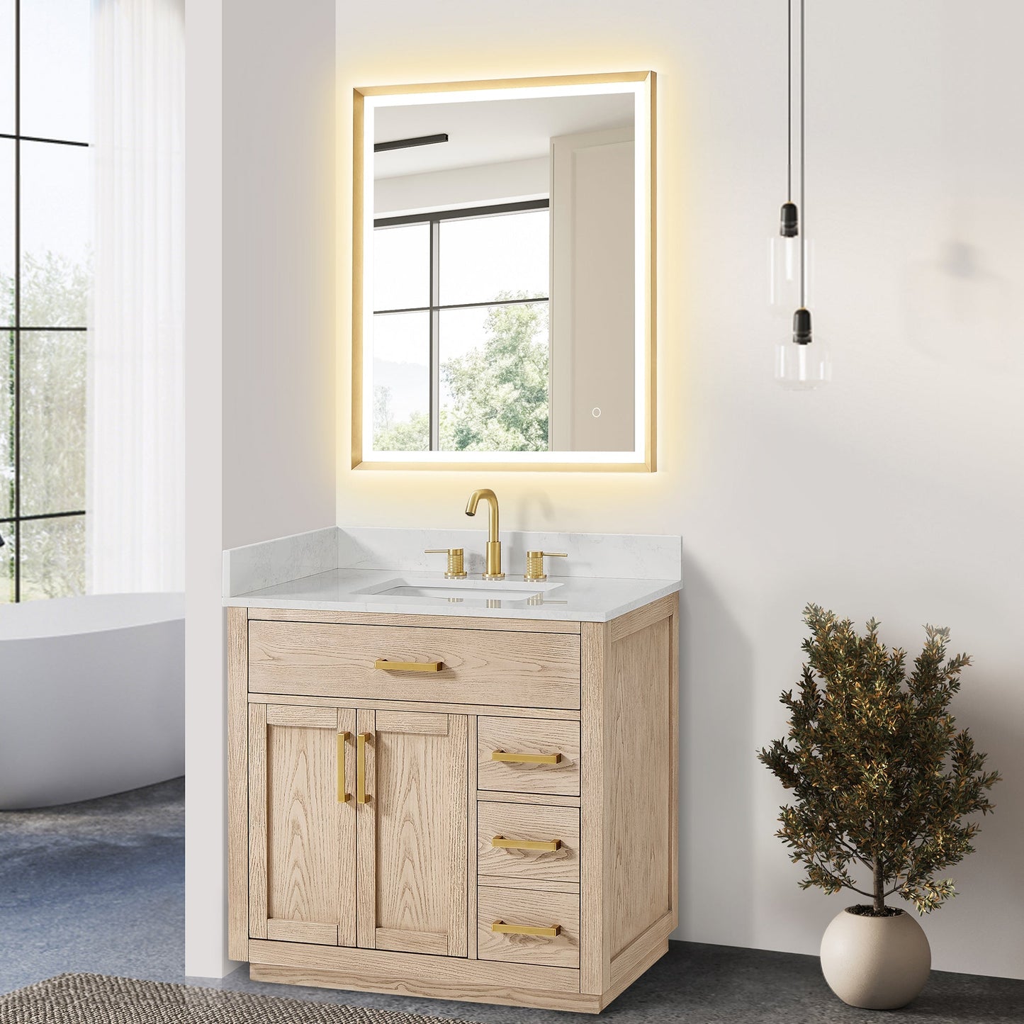 Altair Designs Gavino 36" single vanity with top - 557036-NA-GW-NM