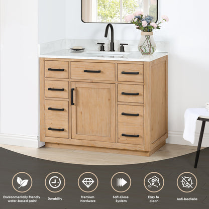 Altair Designs Gavino 42" single vanity with top - 557042-LB-GW-NM