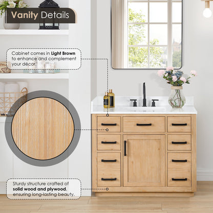Altair Designs Gavino 42" single vanity with top - 557042-LB-GW-NM