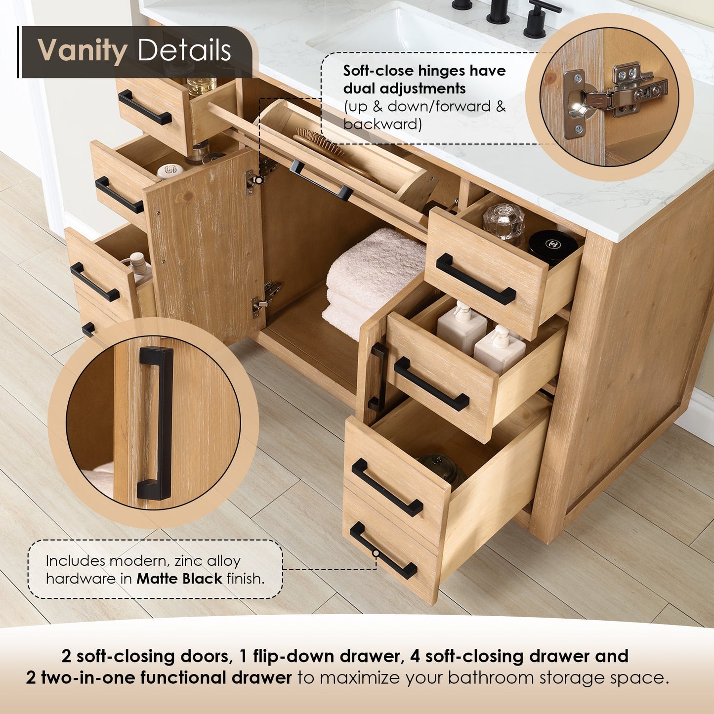 Altair Designs Gavino 42" single vanity with top - 557042-LB-GW-NM
