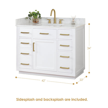 Altair Designs Gavino 42" single vanity with top - 557042-LB-GW-NM