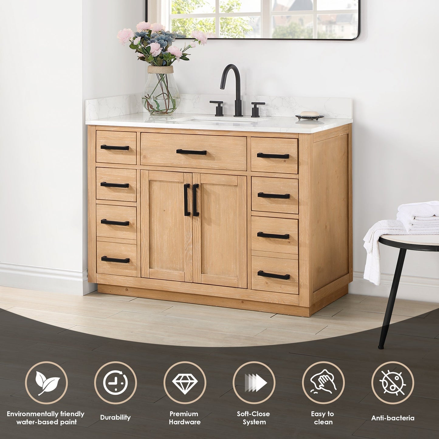 Altair Designs 48" single vanity with top - 557048-RB-GW-NM