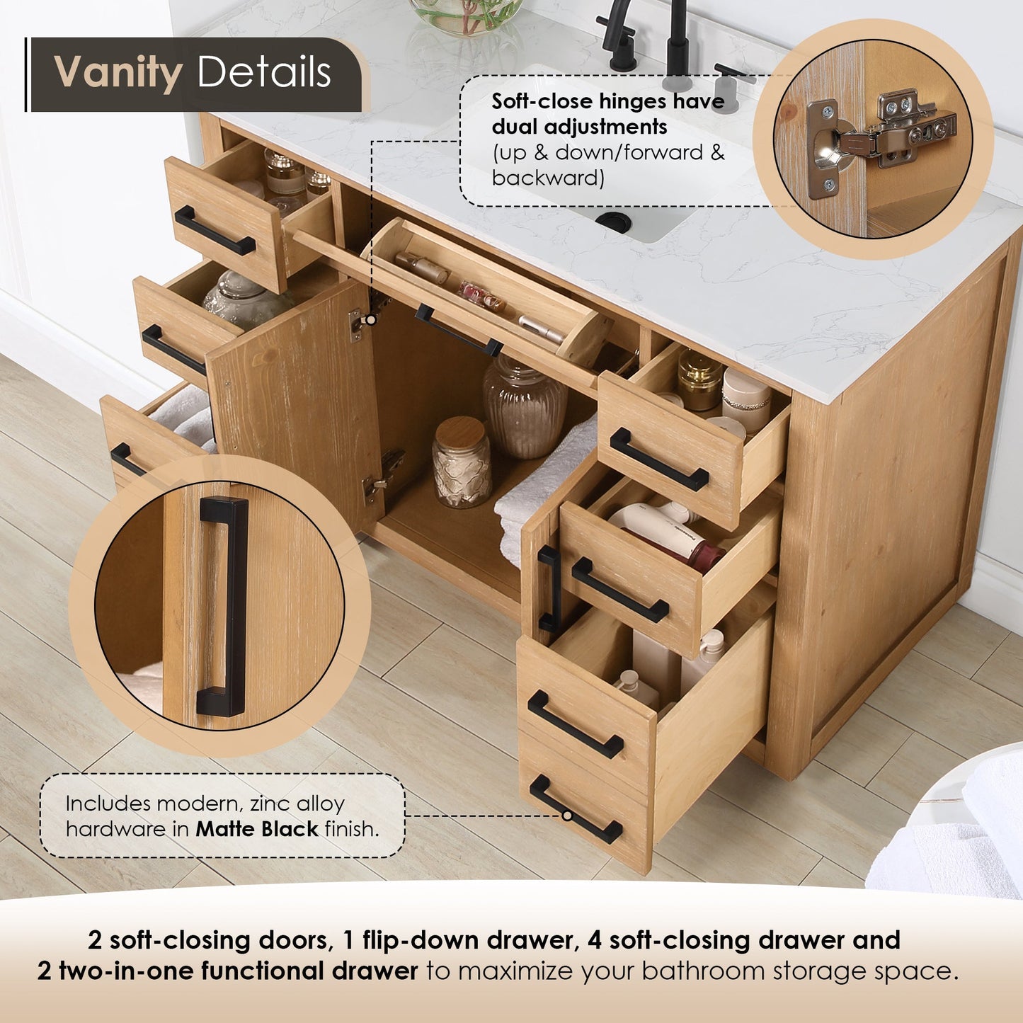 Altair Designs 48" single vanity with top - 557048-RB-GW-NM