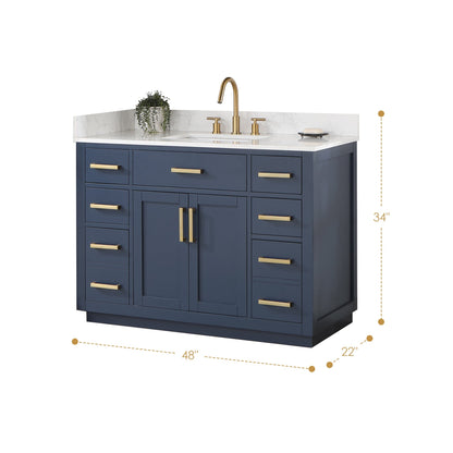 Altair Designs 48" single vanity with top - 557048-RB-GW-NM