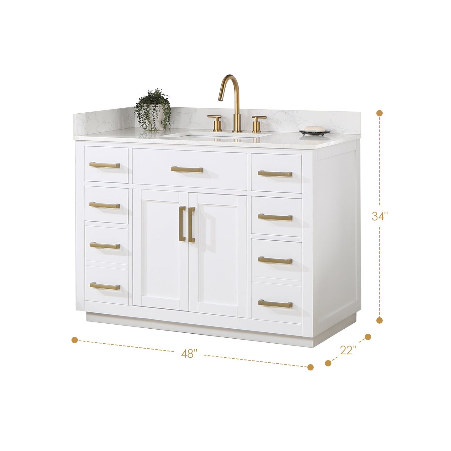 Altair Designs 48" single vanity with top - 557048-RB-GW-NM