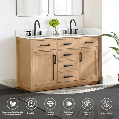 Altair Designs Gavino 54" double vanity with top - 557054-LB-GW-NM