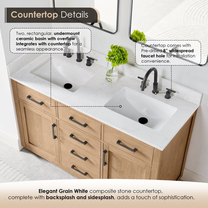 Altair Designs Gavino 54" double vanity with top - 557054-LB-GW-NM