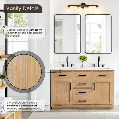 Altair Designs Gavino 54" double vanity with top - 557054-LB-GW-NM