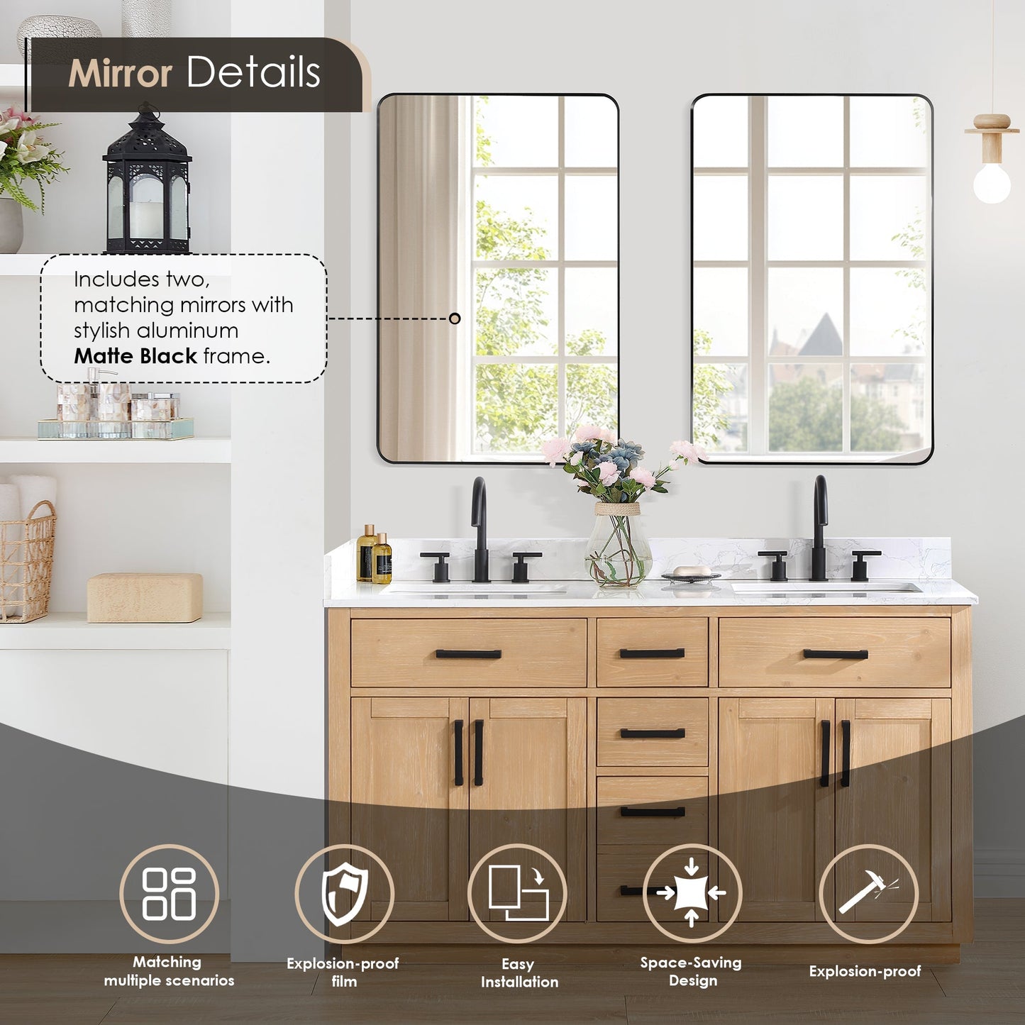 Altair Designs Gavino 60" double vanity with top - 557060-LB-GW-NM Price