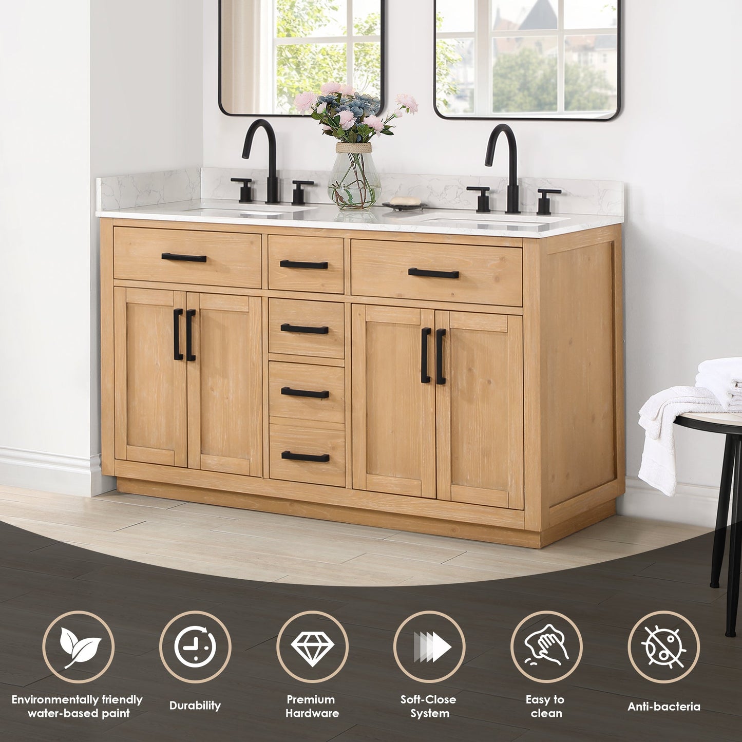 Altair Designs Gavino 60" double vanity with top - 557060-LB-GW-NM Price