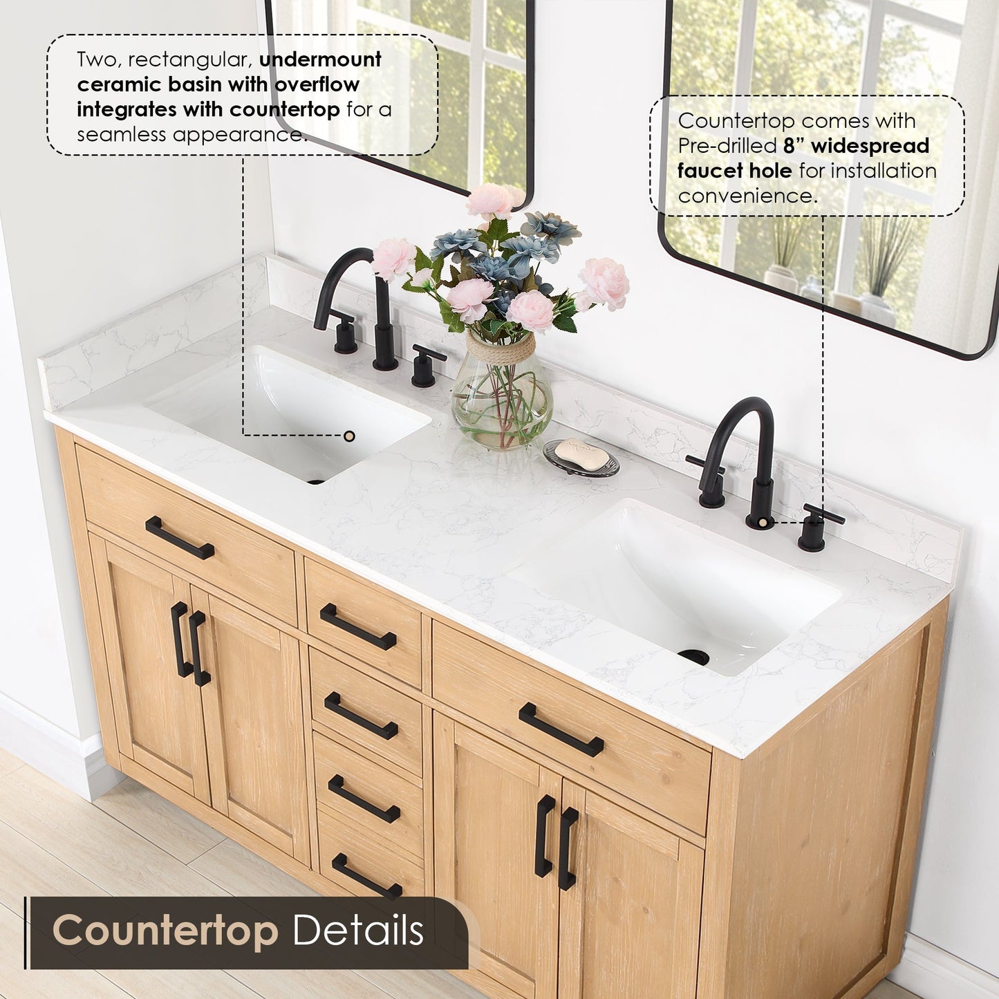 Altair Designs Gavino 60" double vanity with top - 557060-LB-GW-NM Price