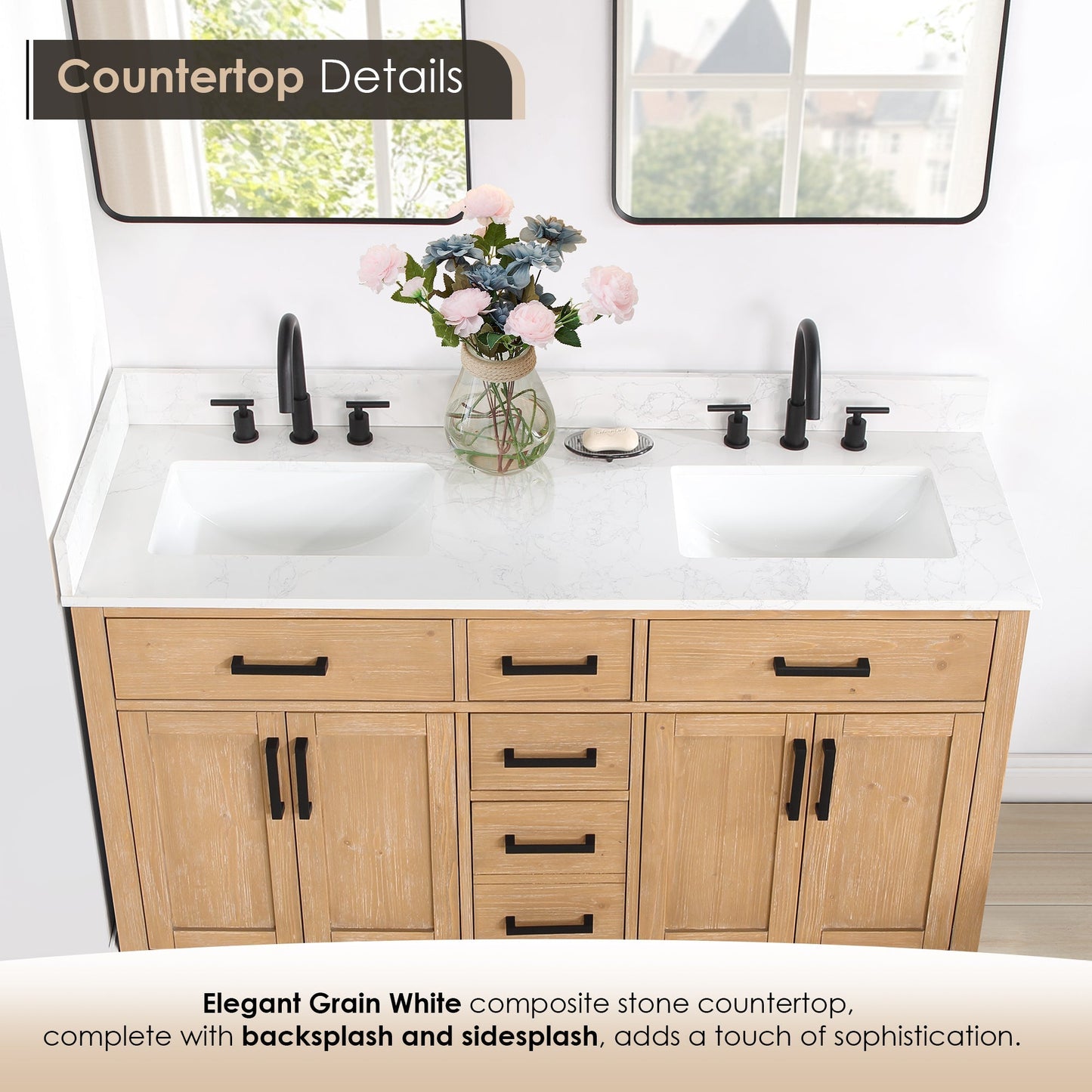 Altair Designs Gavino 60" double vanity with top - 557060-LB-GW-NM Price