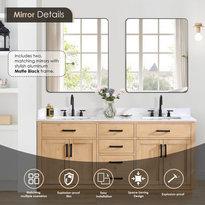 Altair Designs 72" double vanity with top - 557072-WH-GW-NM