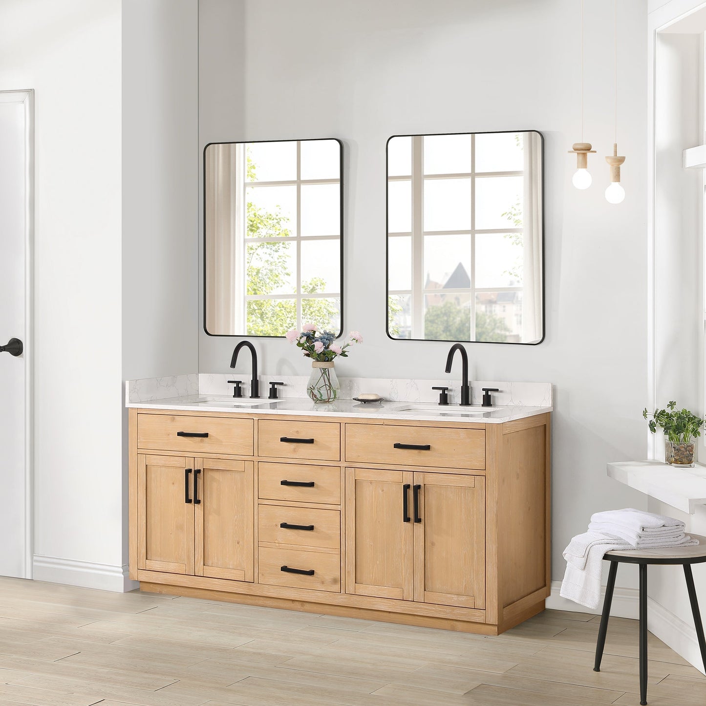 Altair Designs 72" double vanity with top - 557072-WH-GW-NM