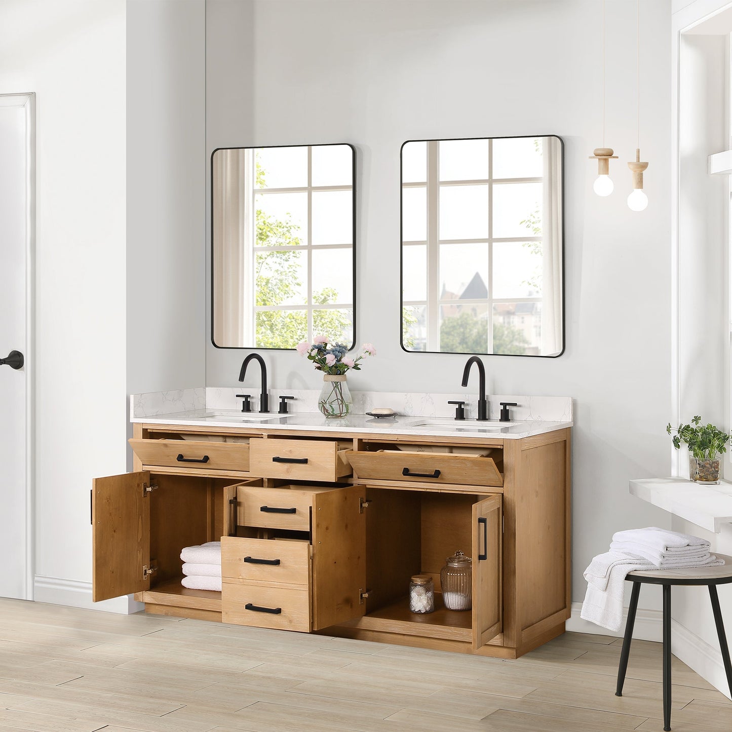 Altair Designs 72" double vanity with top - 557072-WH-GW-NM