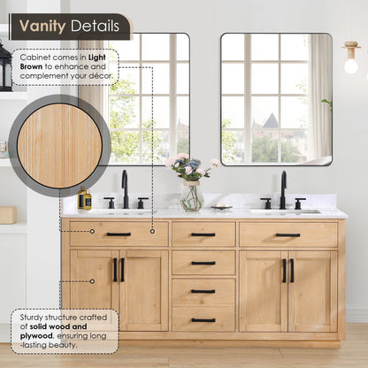 Altair Designs 72" double vanity with top - 557072-WH-GW-NM