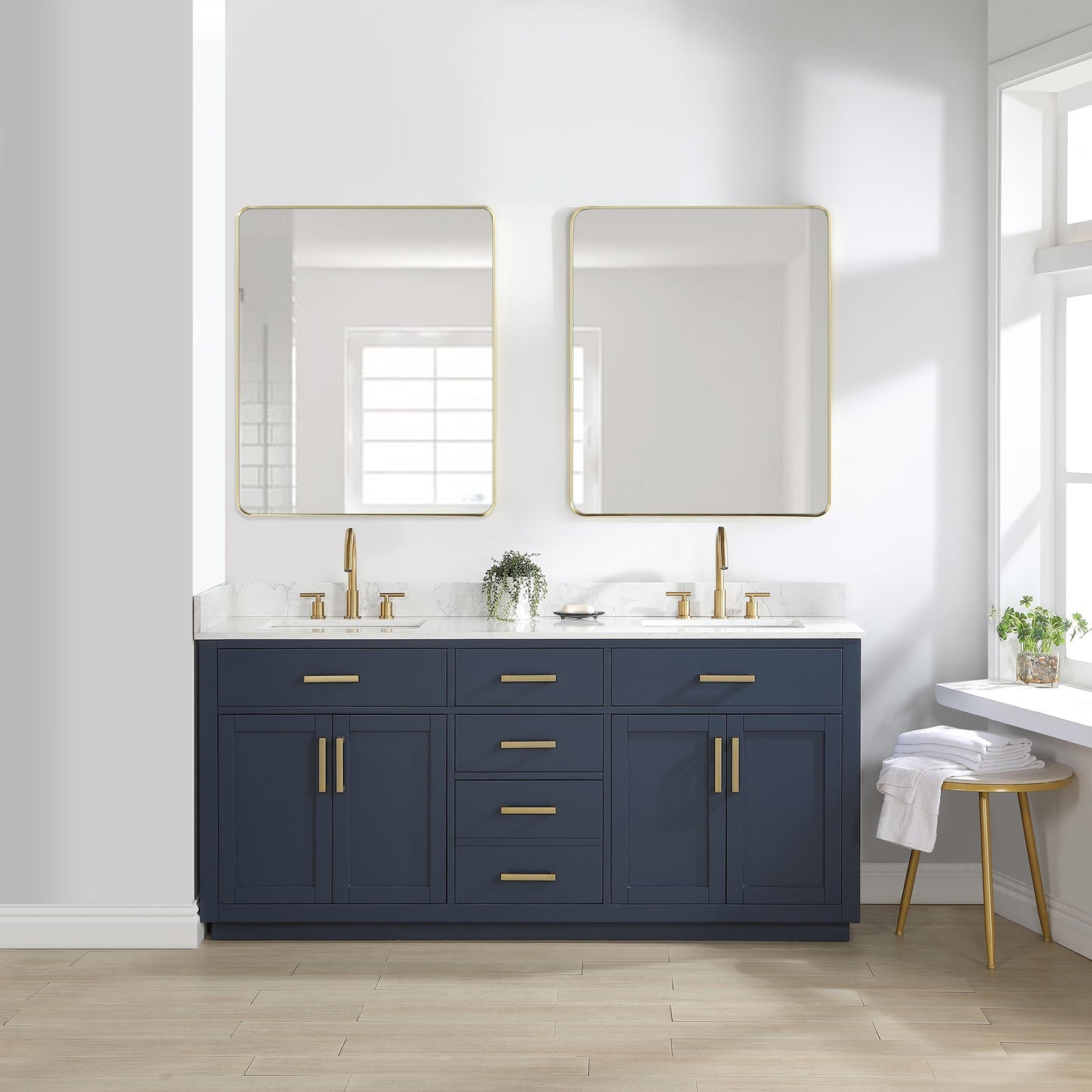 Altair Designs 72" double vanity with top - 557072-WH-GW-NM