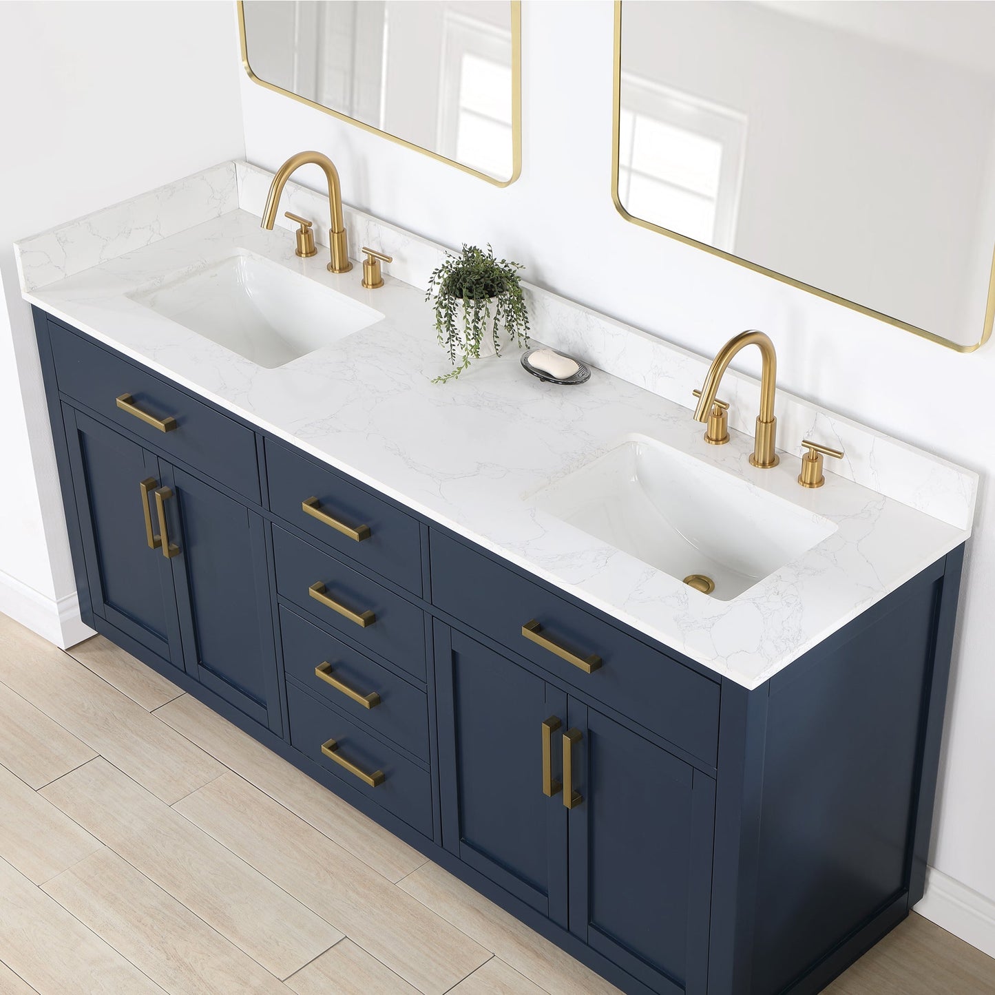 Altair Designs 72" double vanity with top - 557072-WH-GW-NM