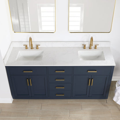 Altair Designs 72" double vanity with top - 557072-WH-GW-NM