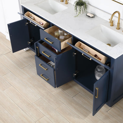 Altair Designs 72" double vanity with top - 557072-WH-GW-NM