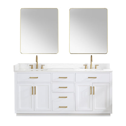 Altair Designs 72" double vanity with top - 557072-WH-GW-NM