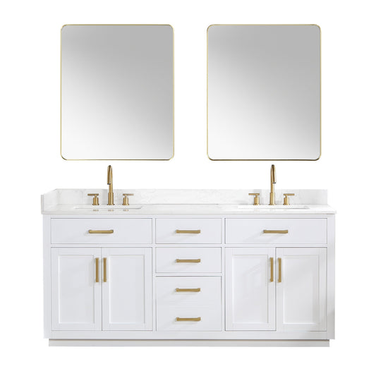 Altair Designs 72" double vanity with top - 557072-WH-GW-NM