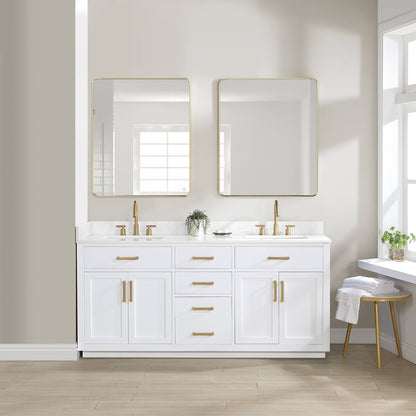 Altair Designs 72" double vanity with top - 557072-WH-GW-NM