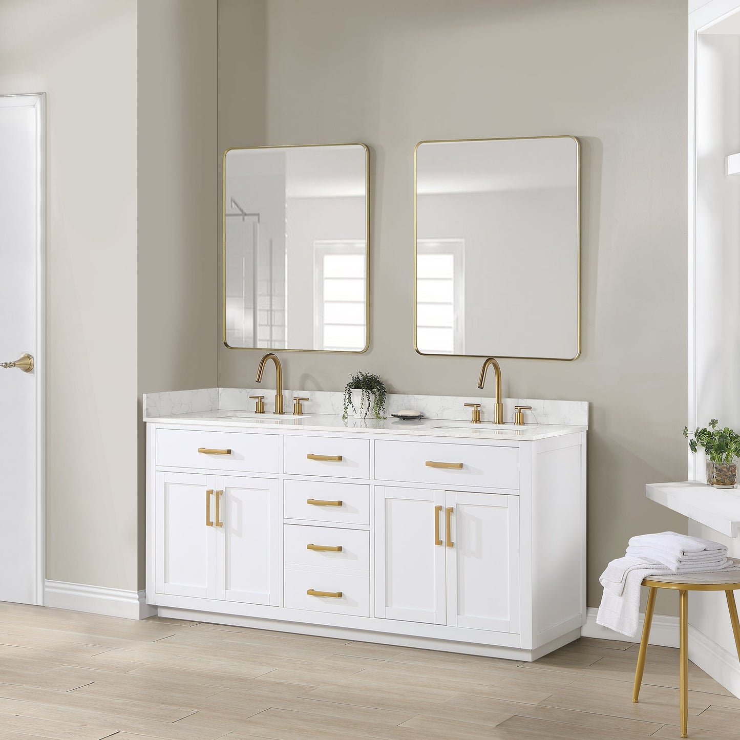 Altair Designs 72" double vanity with top - 557072-WH-GW-NM