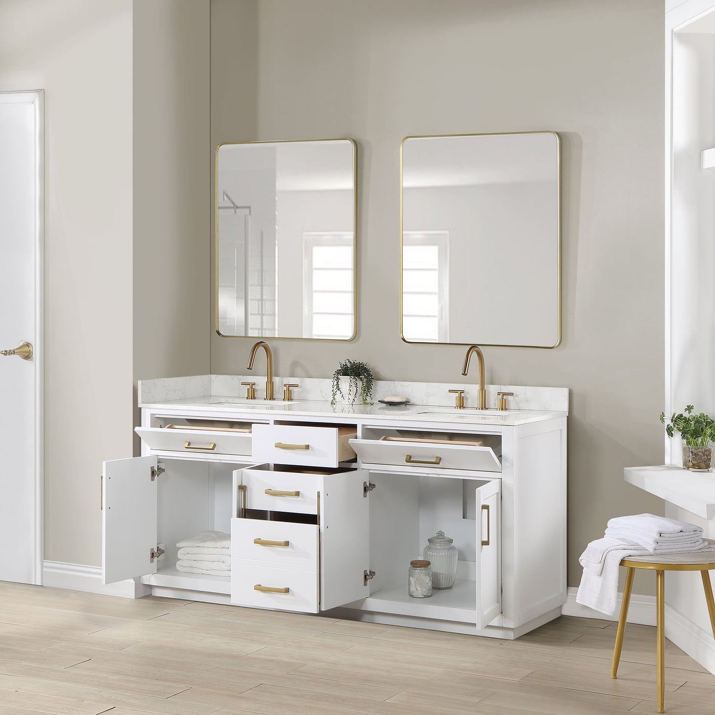 Altair Designs 72" double vanity with top - 557072-WH-GW-NM