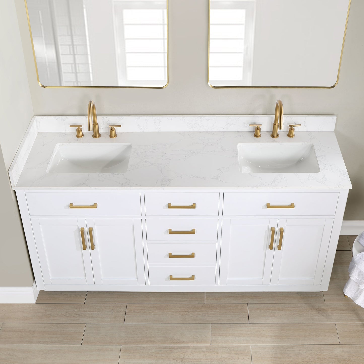 Altair Designs 72" double vanity with top - 557072-WH-GW-NM