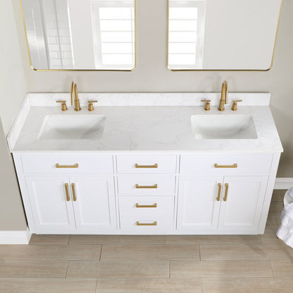 Altair Designs 72" double vanity with top - 557072-WH-GW-NM