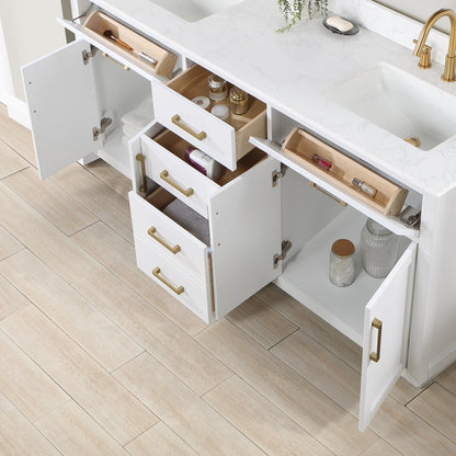Altair Designs 72" double vanity with top - 557072-WH-GW-NM
