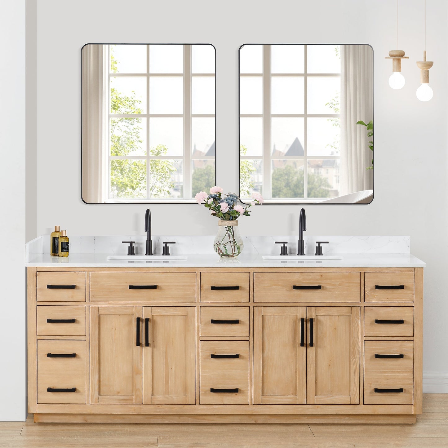 Altair Designs Gavino 84" double vanity with top - 557084-LB-GW-NM