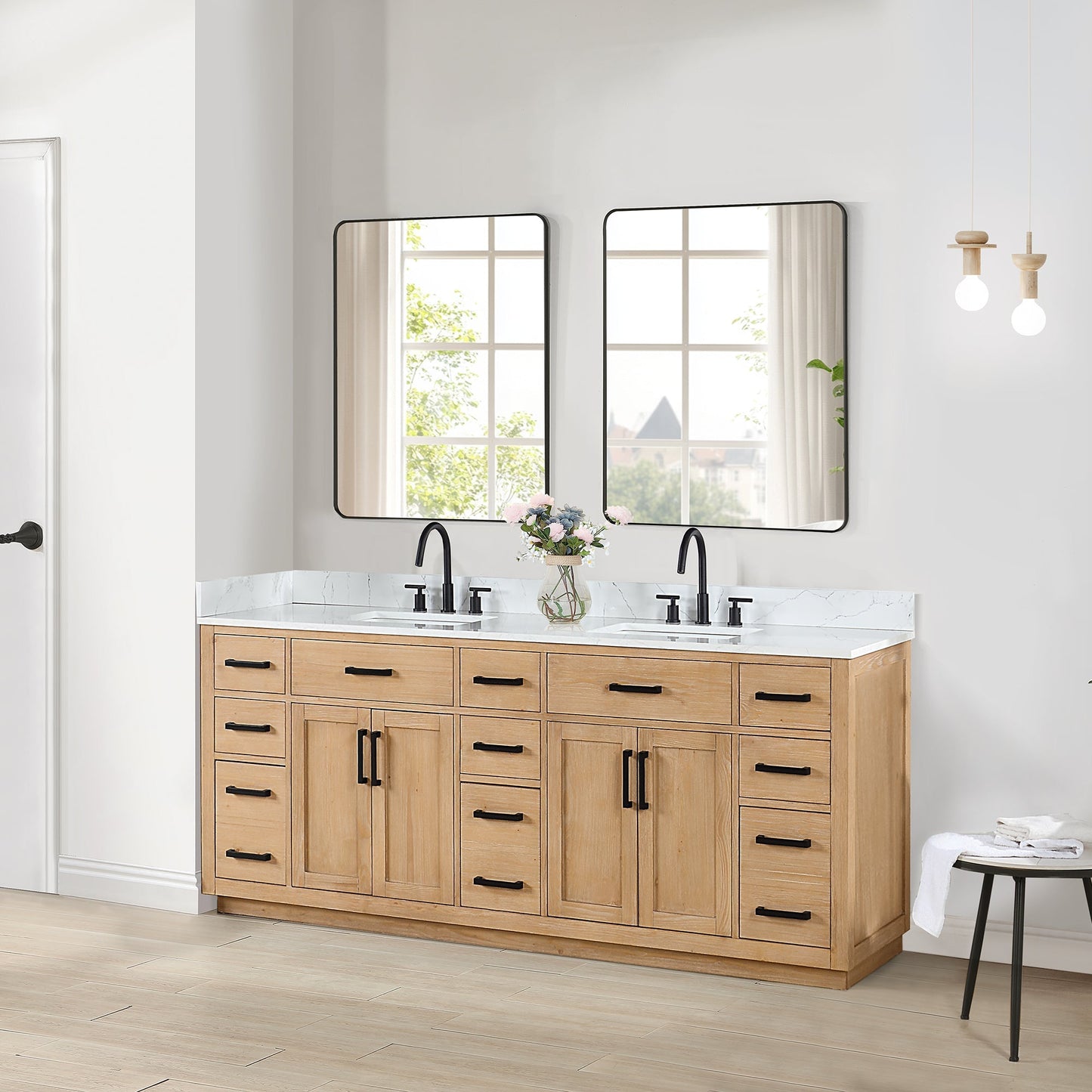 Altair Designs Gavino 84" double vanity with top - 557084-LB-GW-NM