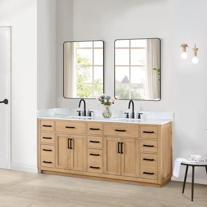 Altair Designs Gavino 84" double vanity with top - 557084-LB-GW-NM