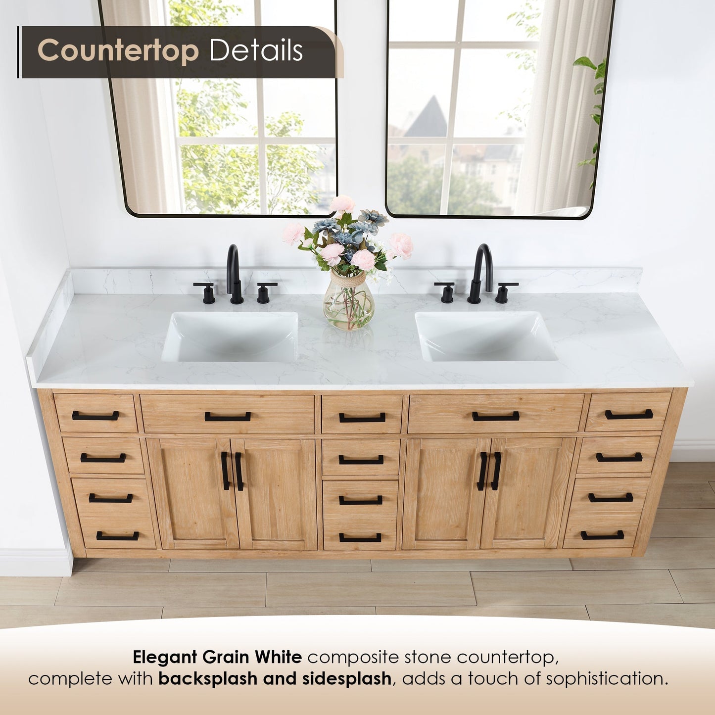 Altair Designs Gavino 84" double vanity with top - 557084-LB-GW-NM