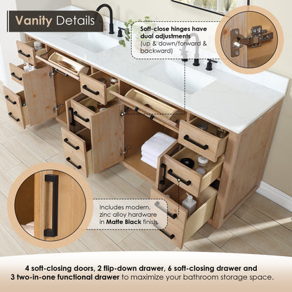 Altair Designs Gavino 84" double vanity with top - 557084-LB-GW-NM