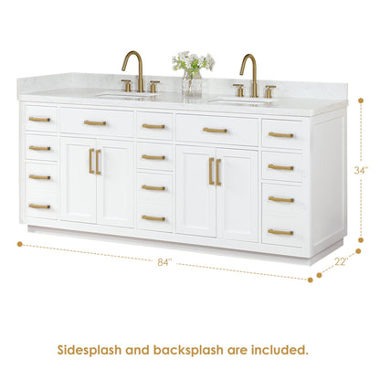 Altair Designs Gavino 84" double vanity with top - 557084-LB-GW-NM