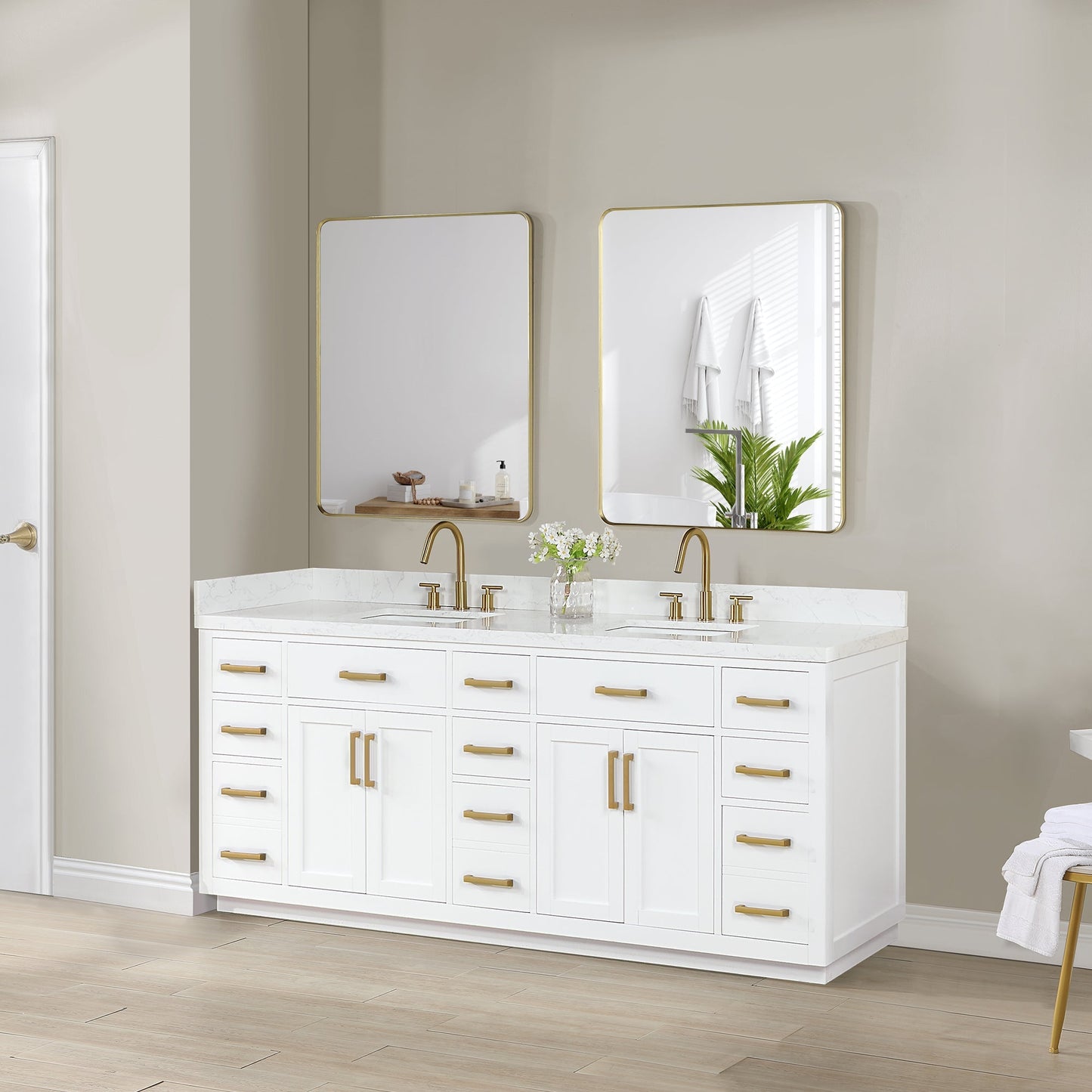 Altair Designs Gavino 84" double vanity with top - 557084-LB-GW-NM