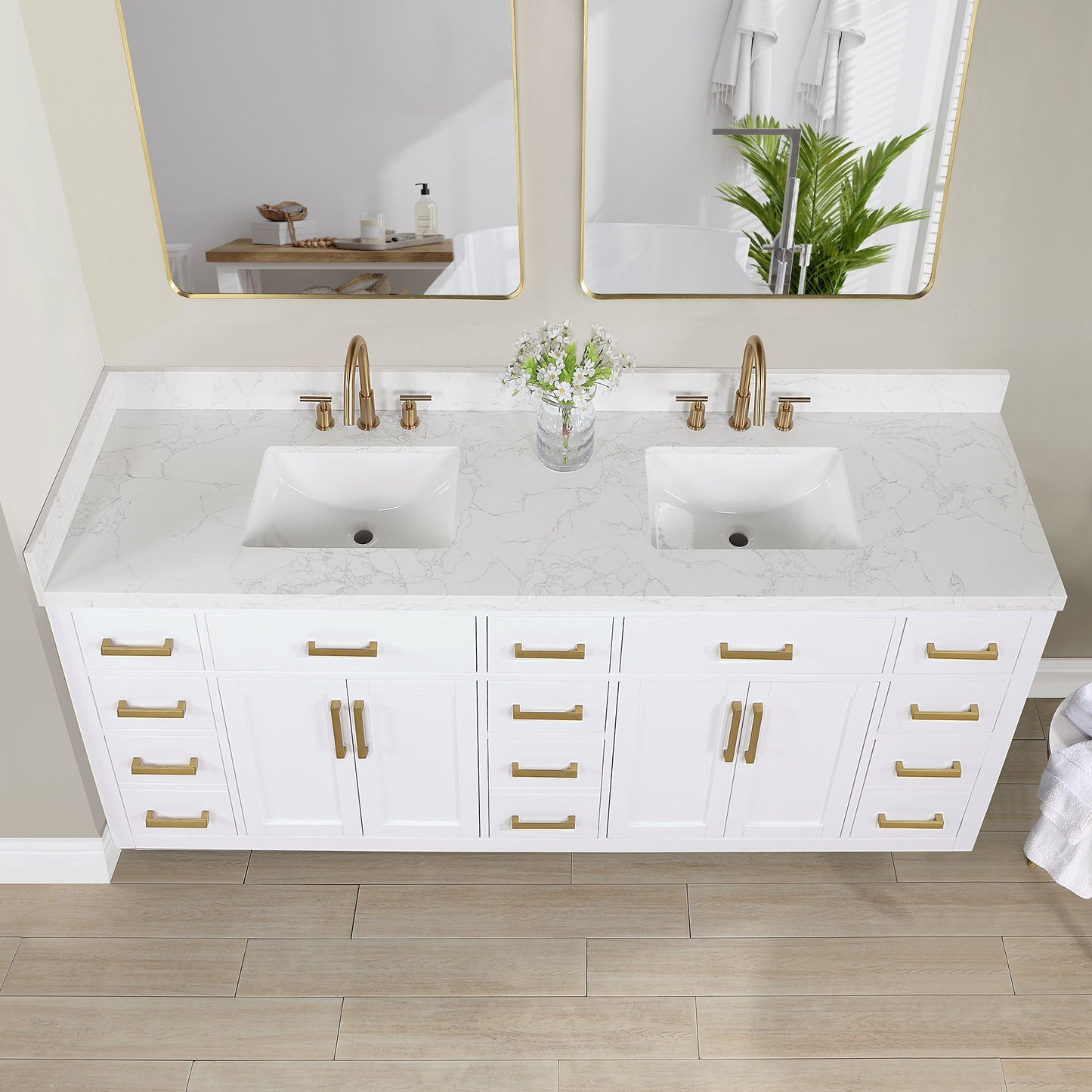 Altair Designs Gavino 84" double vanity with top - 557084-LB-GW-NM