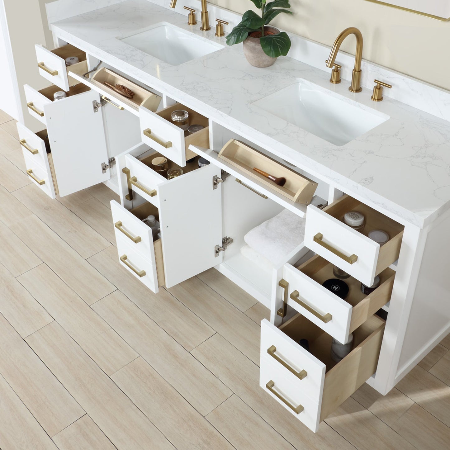 Altair Designs Gavino 84" double vanity with top - 557084-LB-GW-NM
