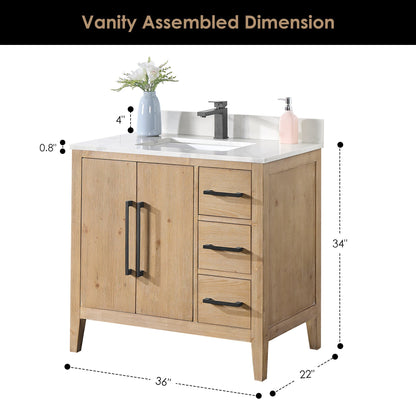 Altair Designs Laurel 36" single vanity with top - 558036-WF-CWQ-NM
