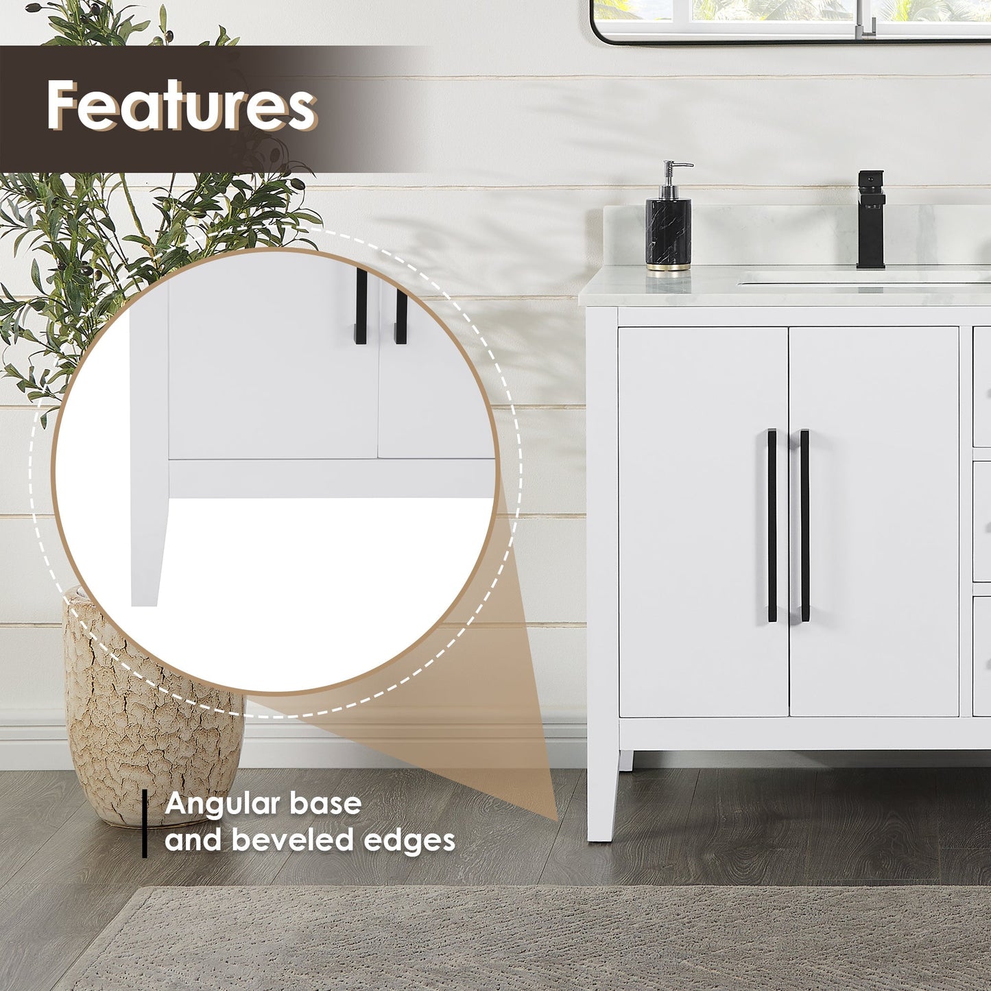 Altair Designs Laurel 36" single vanity with top - 558036-WF-CWQ-NM